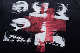 DAXUEN black oversized distressed portrait grid graphic tee