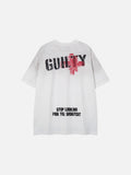 DAXUEN black oversized distressed portrait grid graphic tee
