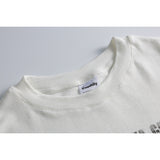 DAXUEN ecru oversized distressed portrait grid tee