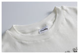 DAXUEN ecru oversized distressed portrait grid tee