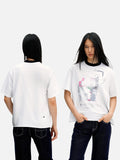 DAXUEN white oversized distressed red graphic tee
