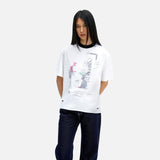DAXUEN white oversized distressed red graphic tee