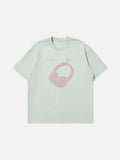 Distressed Red Headphones Oversized T-Shirt