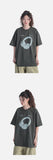 DAXUEN light grey oversized distressed red headphones graphic tee