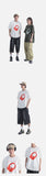DAXUEN light grey oversized distressed red headphones graphic tee