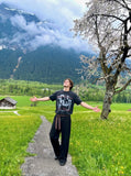 DAXUEN washed grey photo collage graphic t-shirt — model photo