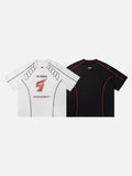DAXUEN white oversized distressed number 5 graphic tee