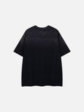 DAXUEN washed black oversized distressed stripes soldier tee