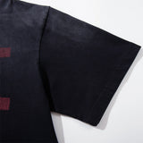 DAXUEN washed black oversized distressed stripes soldier tee