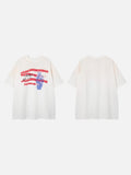 DAXUEN washed black oversized distressed stripes soldier tee