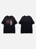 DAXUEN washed black oversized distressed stripes soldier tee