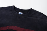 DAXUEN washed black oversized distressed stripes soldier tee