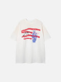 DAXUEN washed black oversized distressed stripes soldier tee