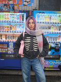 DAXUEN Distressed oversized hooded sweatshirt with rib cage graphic