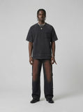 DAXUEN Distressed short sleeve T-shirt with raw edges — model photo