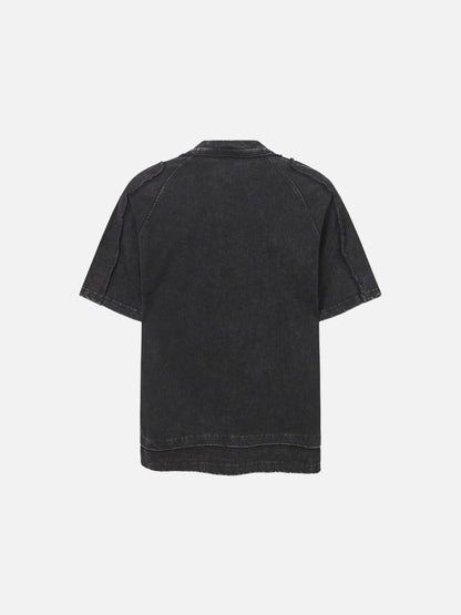 DAXUEN Distressed short sleeve T-shirt with raw edges