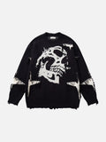 DAXUEN grey oversized distressed skull graphic sweater