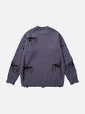 DAXUEN grey oversized distressed skull graphic sweater