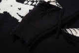 DAXUEN grey oversized distressed skull graphic sweater