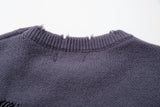 DAXUEN grey oversized distressed skull graphic sweater