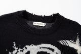 DAXUEN grey oversized distressed skull graphic sweater
