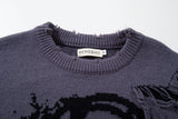 DAXUEN grey oversized distressed skull graphic sweater