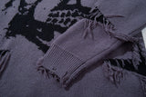 DAXUEN grey oversized distressed skull graphic sweater
