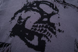DAXUEN grey oversized distressed skull graphic sweater