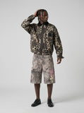 DAXUEN washed grey animalistic print wide-leg shorts — model photo