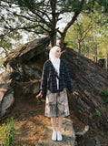 DAXUEN washed grey animalistic print wide-leg shorts — model photo