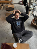 Distressed Star Appliqué Waffle Knit Top