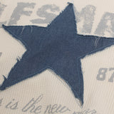 Distressed Star Appliqué Waffle Knit Top
