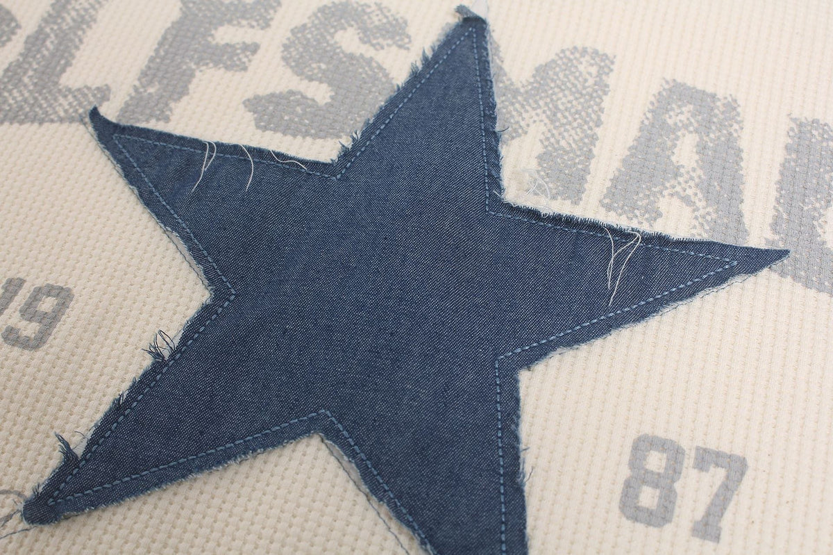 Distressed Star Appliqué Waffle Knit Top