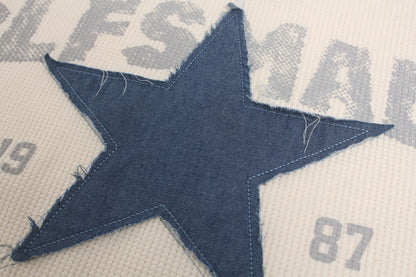 Distressed Star Appliqué Waffle Knit Top