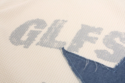 Distressed Star Appliqué Waffle Knit Top