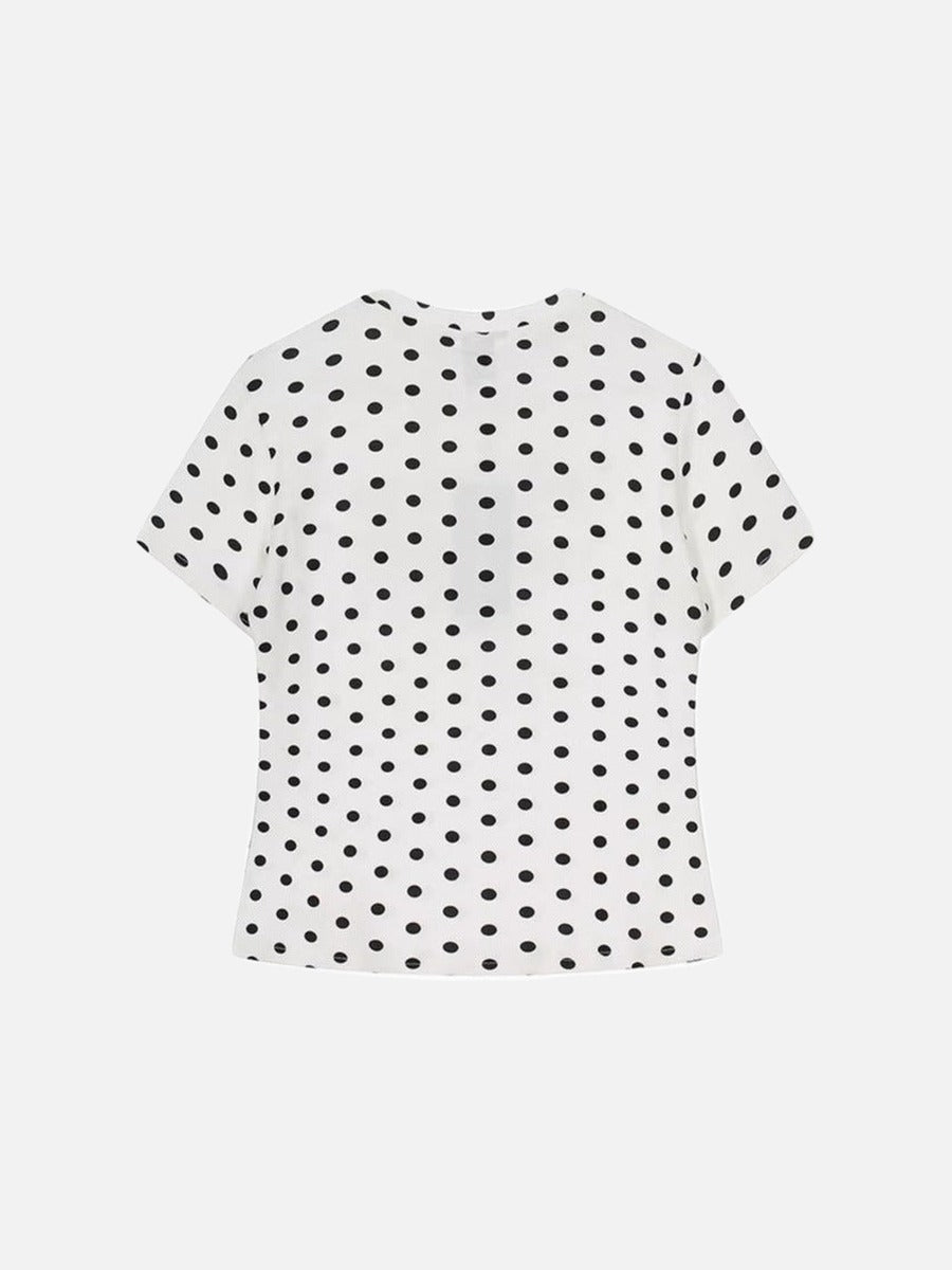 DAXUEN Distressed star graphic polka dot t-shirt
