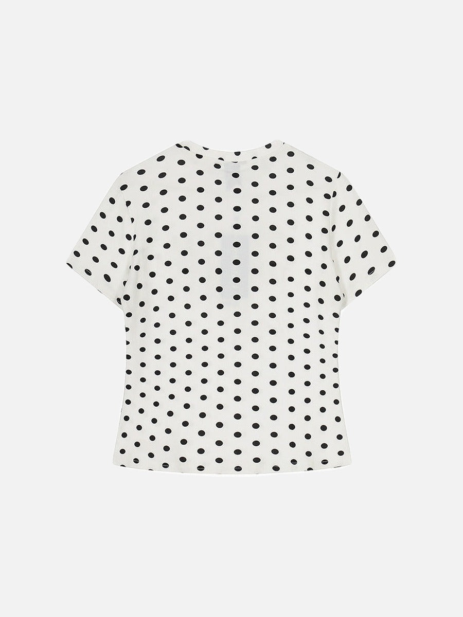 DAXUEN Distressed star graphic polka dot t-shirt