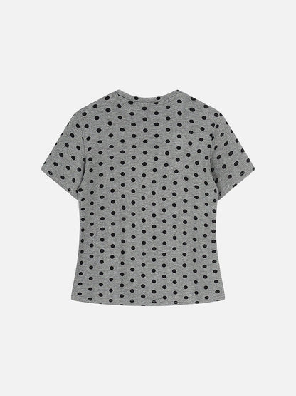 DAXUEN Distressed star graphic polka dot t-shirt