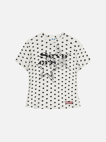DAXUEN Distressed star graphic polka dot t-shirt
