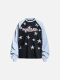 DAXUEN black and light blue raglan crew neck tee with distressed star graphics