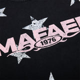 DAXUEN black and light blue raglan crew neck tee with distressed star graphics