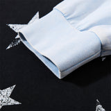 DAXUEN black and light blue raglan crew neck tee with distressed star graphics