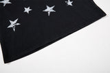 DAXUEN black and light blue raglan crew neck tee with distressed star graphics