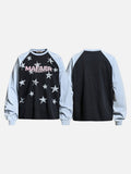 DAXUEN black and light blue raglan crew neck tee with distressed star graphics