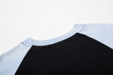 DAXUEN black and light blue raglan crew neck tee with distressed star graphics