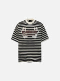 DAXUEN Distressed stripe graphic t-shirt