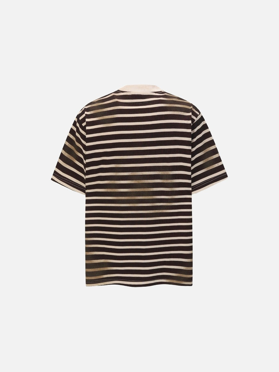 DAXUEN Distressed stripe graphic t-shirt