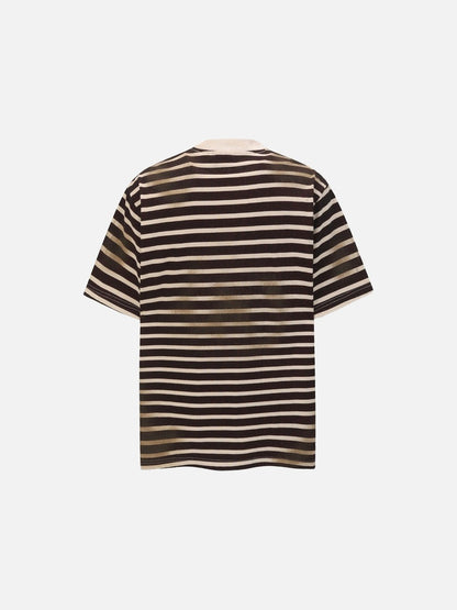 DAXUEN Distressed stripe graphic t-shirt