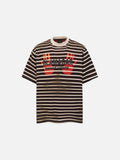 DAXUEN Distressed stripe graphic t-shirt