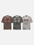 DAXUEN Distressed stripe graphic t-shirt